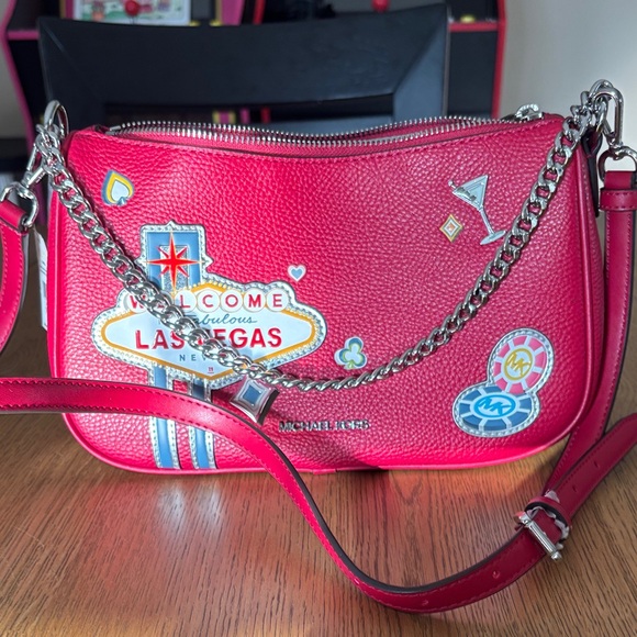 Michael Kors Vibrant Red Las Vegas Crossbody Bag - Picture 1 of 8